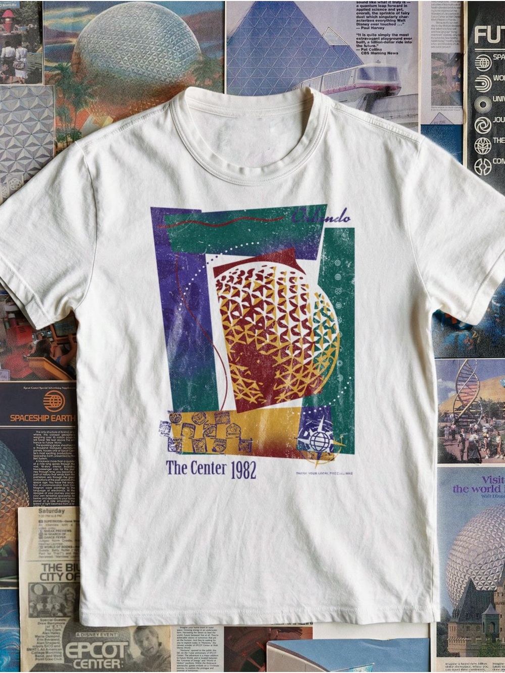 Multicolor Epcot Center 1982 Retro Shirt, Spaceship Earth Graphic Tee - Unisex